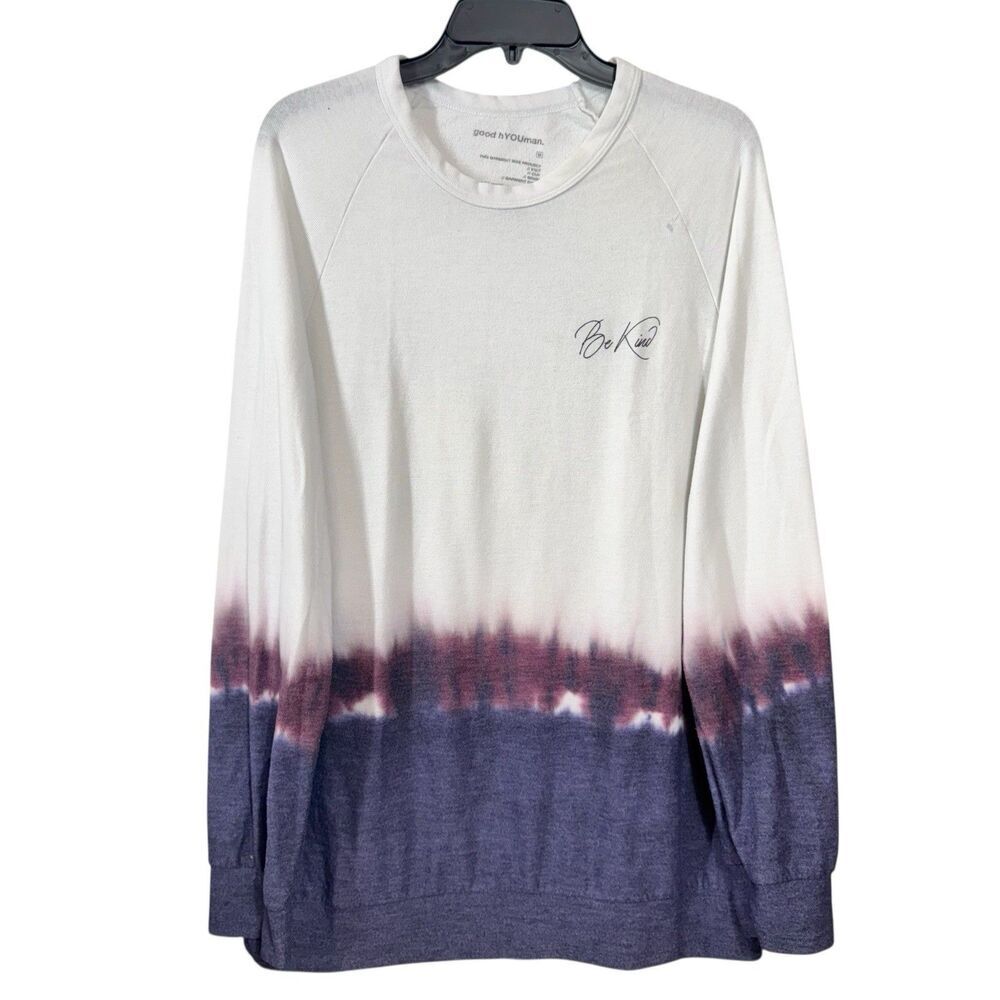 Good Hyouman BE KIND Tie Dye Sweatshirt Size M White Purple Casual Loungewear